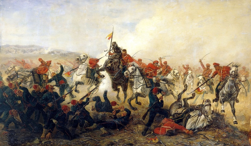 good, awesome, warriors, artist, painting, great, mazurovskii, 1080P, beautiful, horses, people, centuries, art, flags, military, swords, together, battle