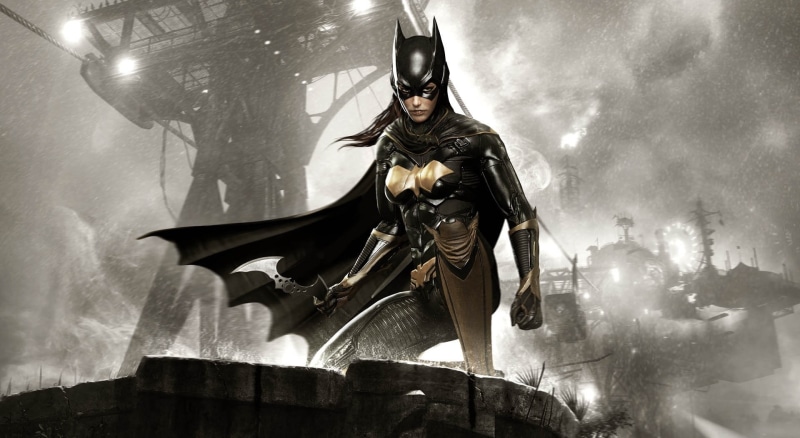 low angle view, architecture, Adventure, front view, weapon, representation, art and craft, the past, sky, human representation, batgirl, sculpture, sword