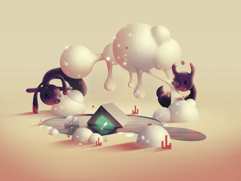 3D, 720P, digital art, creativity, food and drink, variation, decor, animal, still life, fantasy art, animal representation, Aaron Campbell, red, animals