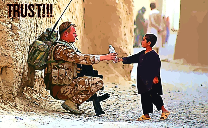 1080P, assault, army, day, adult, full length, togetherness, rifle, built structure, women, two people, holding, leisure activity, architecture, Afghanistan