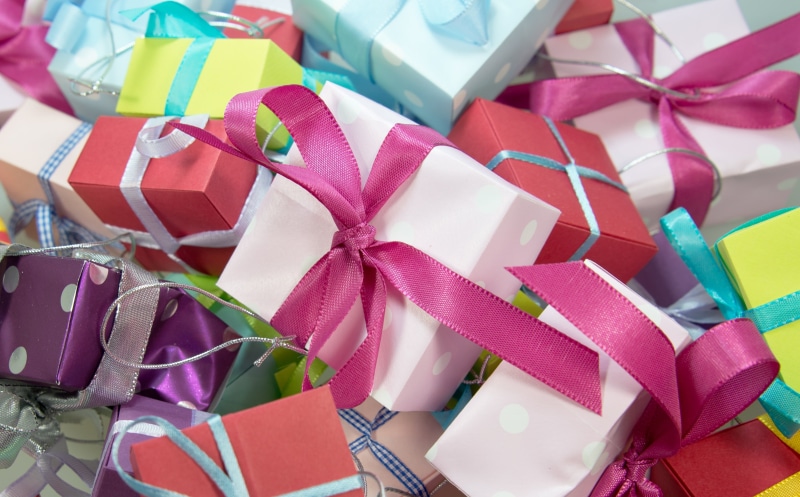 christmas decoration, multi colored, greetings, package, greeting card, tied bow, box, high angle view, paper, postcard, xmas, birthday, made, christmas