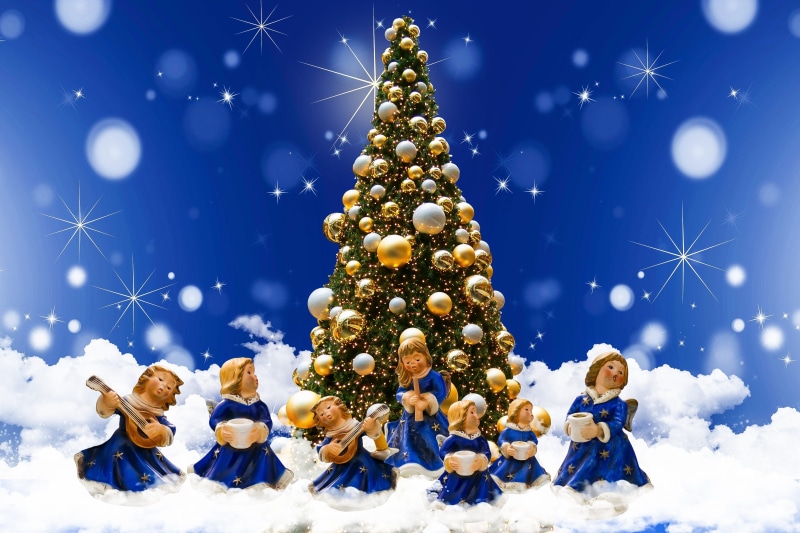 clouds, cold temperature, ornate, angel, advent, holiday - event, event, holiday, father christmas, embassy, blue background, christmas, bright, christmas greeting