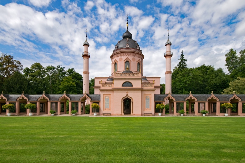 places of interest, tower, enlightenment, 5K, baden württemberg, old building, mosque, travel, cloud - sky, plant, orient, tree, grass, schlossgarten