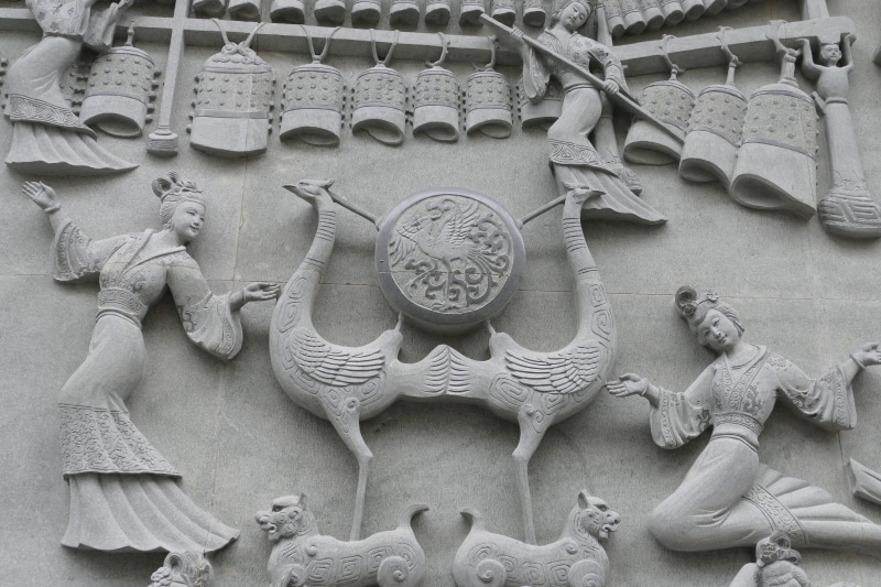 bells, sculpture, architecture And Buildings, sun moon lake, drum, art and craft, stone, statue, travel destinations, relief, spirituality, Taoism, figure