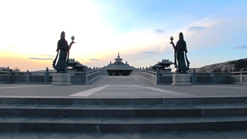 government, china, craft, chinese, guanyin, sky, building exterior, statue, nature, temple, human representation, goddess, built structure, silhouette