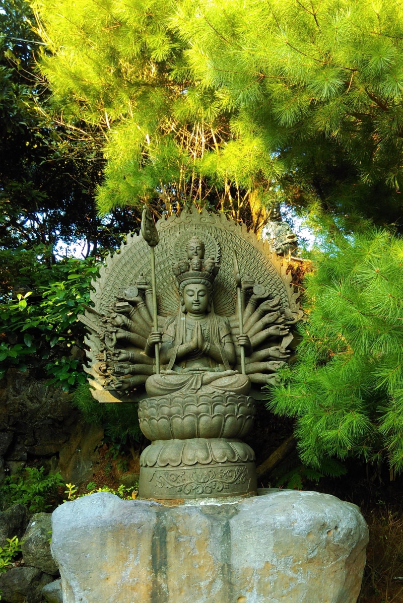 pine, outdoors, Stone, day, human representation, tree, light, solid, religion, belief, statue, sacred, nature, creativity, carving, art and craft, solemn