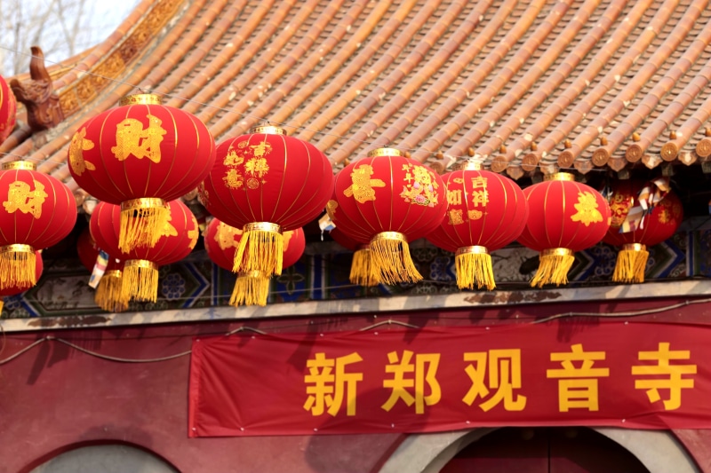 new year, zheng guanyin temple, festival, non-western script, no people, communication, red, chinese lantern, chinese Culture, lantern, outdoors, decoration
