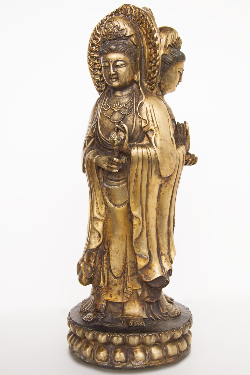 spirituality, human representation, statue, creativity, hands, robe, metal, 4K, religious, female, indoors, symbolism, idol, art and craft, china, representation