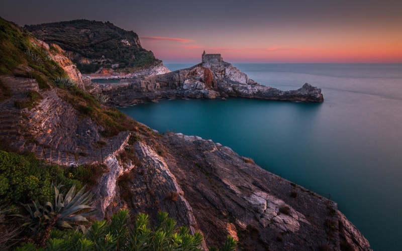 rock formation, Italy, scenics - nature, water, mountain, sunset, 1080P, no people, rock - object, tranquility, landscape, beach, formation, nature, beauty in nature