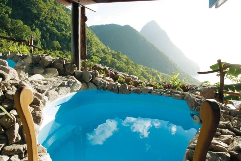 peak, resort, caribbean, view, spa, lucia, blue, peace, ocean, wate, picture, st, ladera, 1080P, hot, jacuzzi, st lucia, clouds, mist, tub, mountains