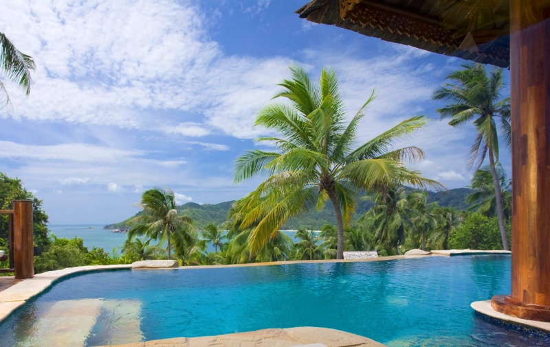 beach, pine, swimming, dream, luxury, trees, pool, photography, 2K, ocean, jacuzzi, paradise, exotic, view, water, islands, island, tropical, body, hills