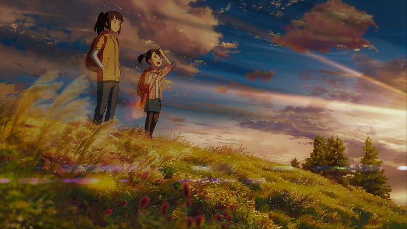 Miyamizu Mitsuha, landscape, 1080P, anime, clouds, Kimi no Na Wa, sky, grass, Mitsuha Miyamizu, Your Name