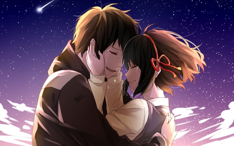 1080P, taki tachibana, mitsuha miyamizu, your name, Anime, mitsuha x taki, kimi no na wa, tears