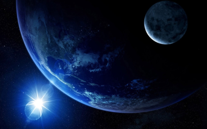 space, Moon, Earth, Milky Way, 1080P