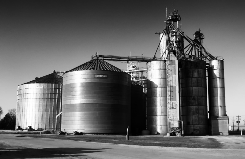 country, nature, agriculture, metal, technology, architecture, built structure, grayscale, 1080P, black and white, transportation, no people, clouds, business