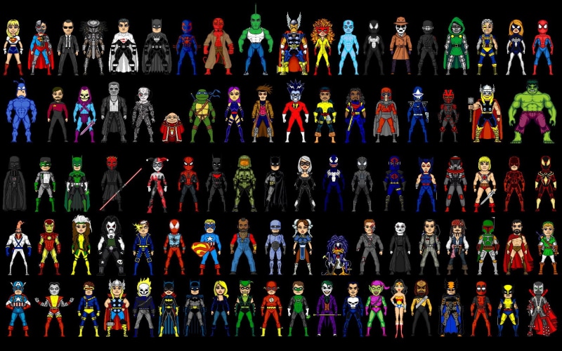 choice, for sale, Harley Quinn, Dr. Doom, venom, order, Iron man, pattern, large group of objects, spider man, side by side, The Tick, close-up, variation