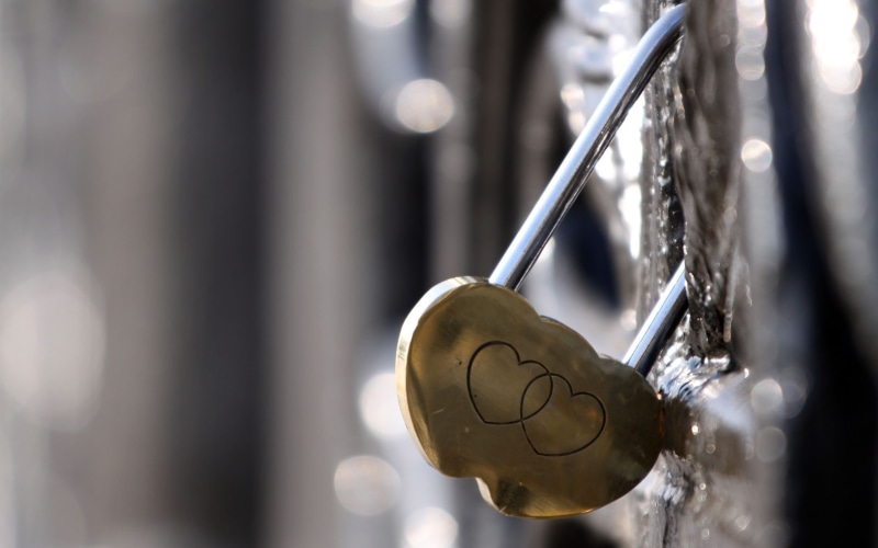 metal, padlock, 2K, heart
