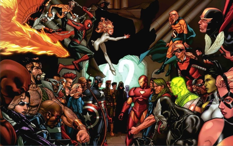 leisure activity, festival, Venom, crowd, Battle, nightlife, Human Torch (Marvel Comics), Ms. Marvel, togetherness, Marvel Civil War, arts culture and entertainment