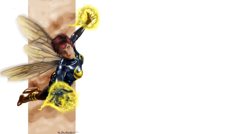 creativity, Comics, white background, refreshment, Wasp (Marvel Comics), 1080P, drink, food, yellow, studio shot, fruit, representation, no people, human representation