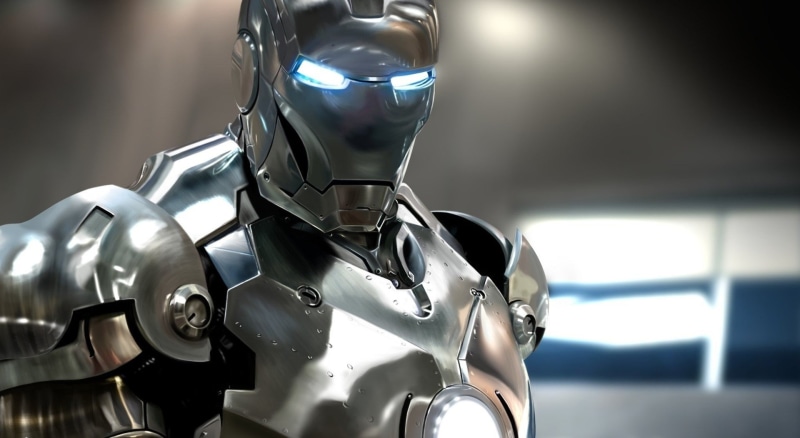 human representation, Movies, 1080P, technology, no people, war machine, cyborg, silver - metal, shiny, metal, man, close-up, Iron Man, indoors, robot