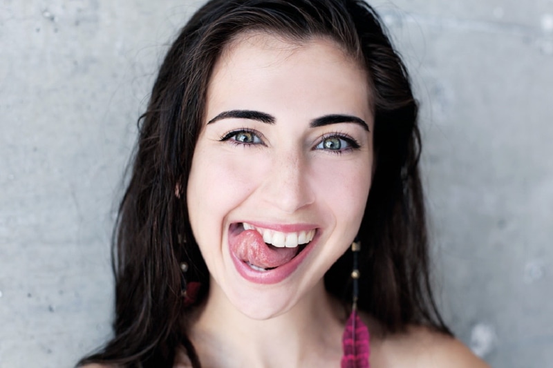 women outdoors, Dilan Gwyn, women, happy, brunette, tongues, 720P, smiling, tongue out, model, celebrity