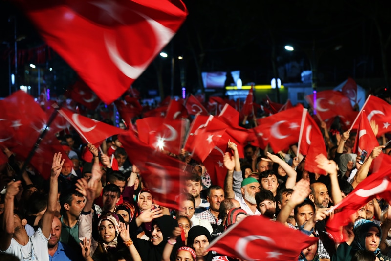 arms raised, real people, men, red, fan - enthusiast, excitement, large group of people, high angle view, turkey, positive emotion, emotion, rkiye, spectator