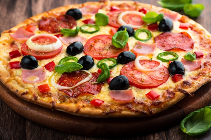 dairy product, bow, fast Food, black olive, the dough, dough, serving - Sport, food And Drink, slice, italian Cuisine, meal, vegetable, savory Sauce, circle