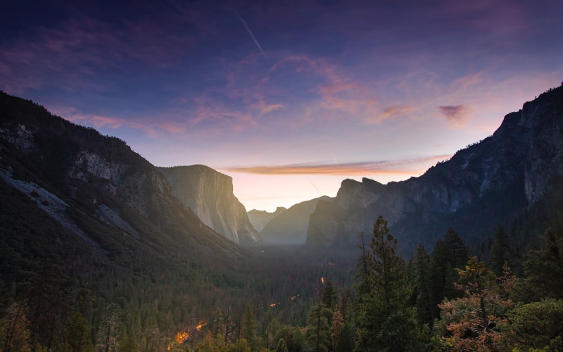 mountain, forest, Nevada, Valley, scenics - nature, 4K, land, nature, Sierra, environment, sunset, Yosemite, non-urban scene, tree, formation, tranquility