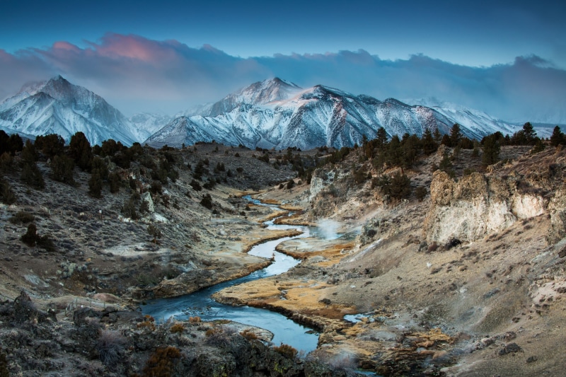 CA, mountain canyon, Hot Creek, Eastern Sierra Nevada, 1080P
