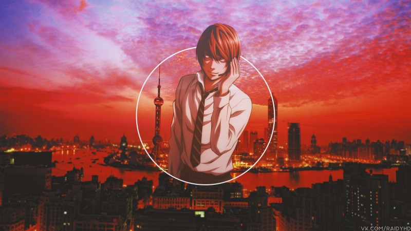 Death Note, 4K, picture-in-picture, anime boys, anime, tie