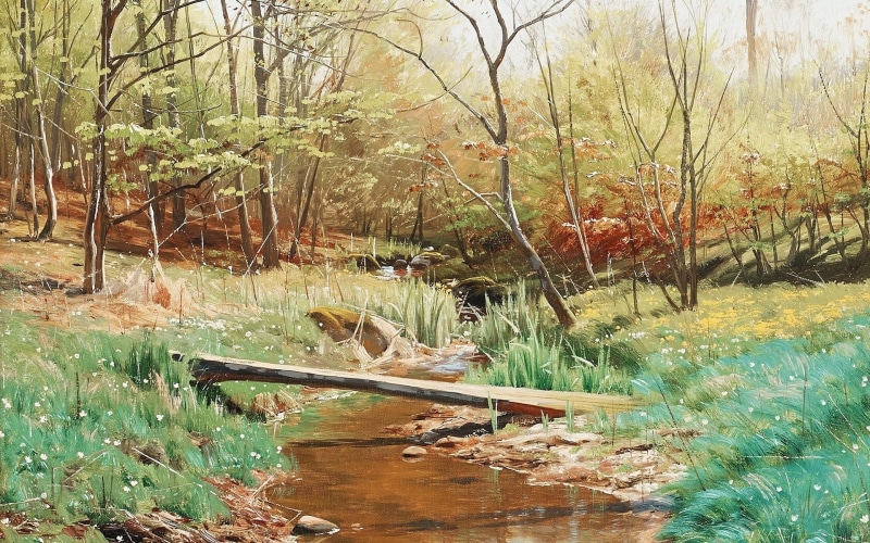 1080P, Spring landscape, 1902, Peter Merk Of Menstad, Danish painter, Danish realist painter, Peder Mørk Mønsted