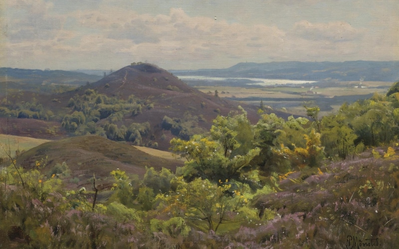 Danish realist painter, View from Sindbjerg, Danish painter, The view from Sindbjerg, 1925, Peter Merk Of Menstad, Peder Mørk Mønsted, 1080P