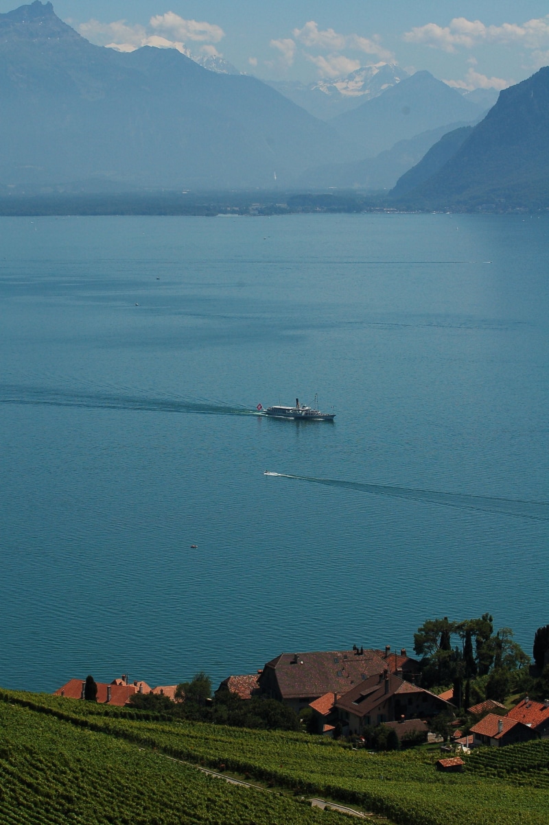 lac, day, vaud, scenics - nature, outdoors, transportation, tranquility, land, nautical vessel, mountain, lavaux, mountain range, non-urban scene, vineyards