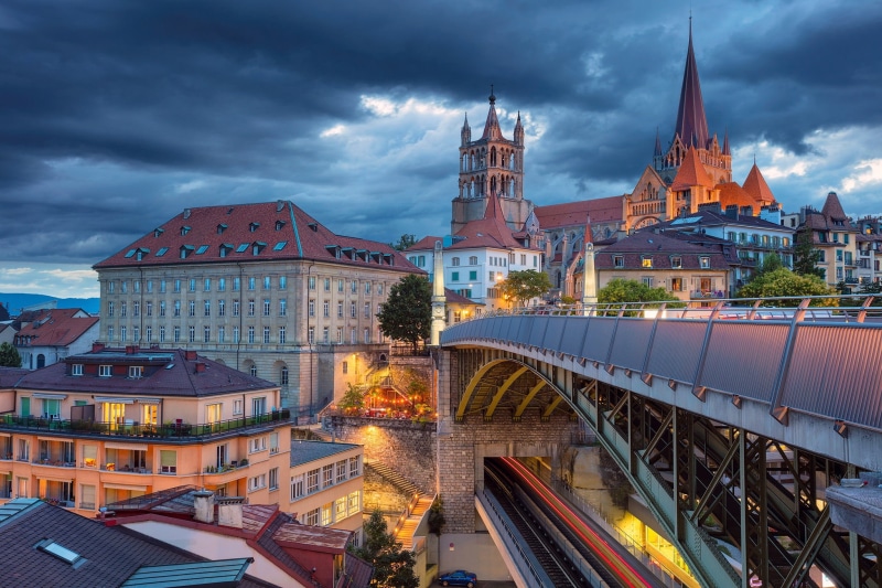 home, Cathedral, 1080P, building, Switzerland, Lausanne, bridge