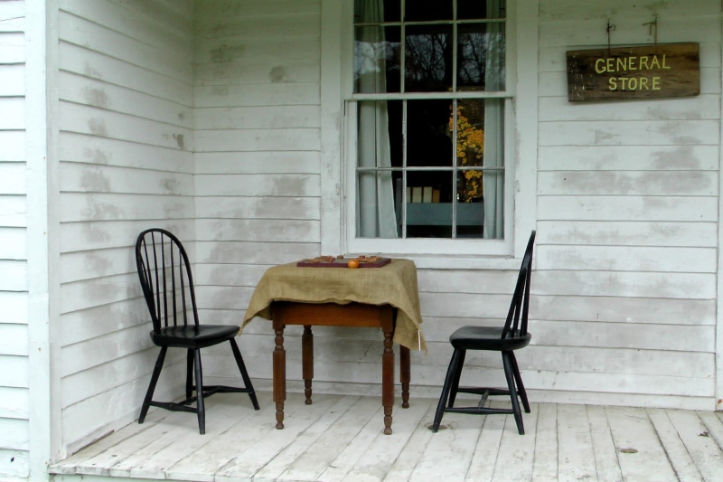 architecture, 1080P, seat, wall, chair, built structure, sackcloth, door, flooring, windsor, empty, outdoors, cafe, building exterior, general store, black