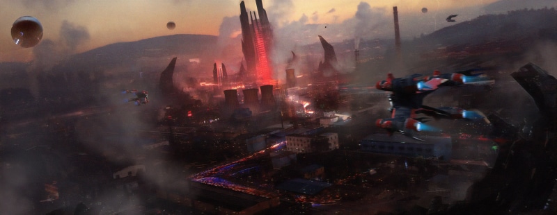 artwork, built structure, night, violence, crowd, fighting, building exterior, Liang Liu, smoke - physical structure, Conceptual, city, cityscape, war