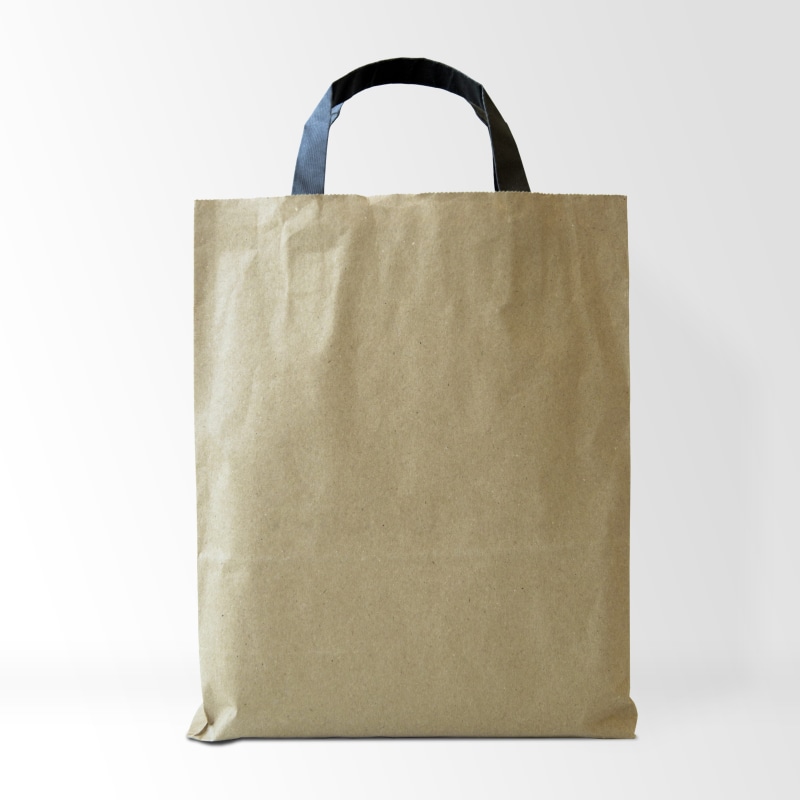 mockup, bag, simplicity, copy space, white background, studio shot, copy, paper, communication, packing, 4K, indoors, brown, space, empty, paper bag, consumerism