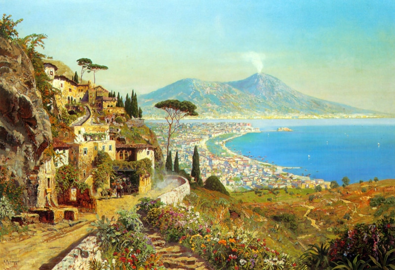 outdoors, no People, The Bay Of Naples, water, mountains, mountain, green, old, the volcano, Alois Arnegger, beauty in nature, tree, architecture, tranquility