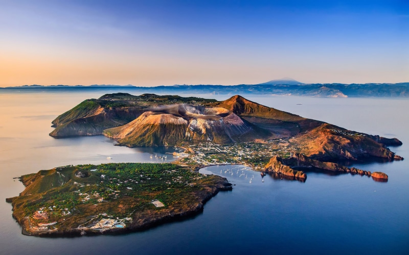 1080P, the sky, water, Italy, The Tyrrhenian sea, Sicily, ships, volcanoes, Aeolian Islands, sea