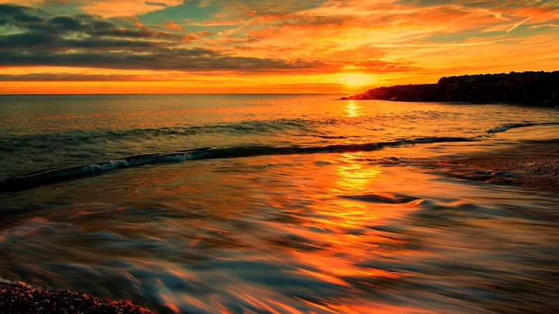 beauty in nature, land, romantic sky, sunset, horizon over water, outdoors, dramatic sky, tyrrhenian sea, tranquility, horizon, tranquil scene, scenics - nature