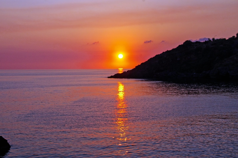 romantic sky, evening, beauty in nature, cloud - sky, tyrrhenian sea italy, sunset, tranquility, sun, idyllic, twilight, beach, tranquil scene, noon, 2K