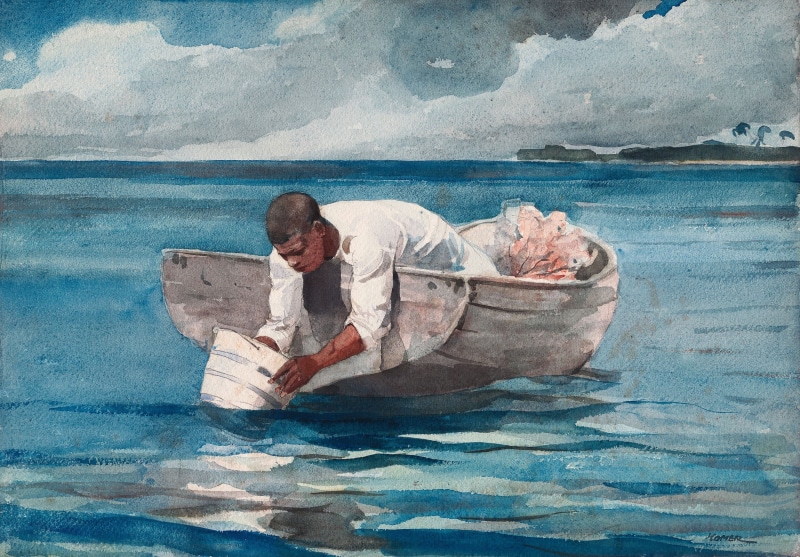 water, 2K, impressionism, Winslow Homer, river, painting