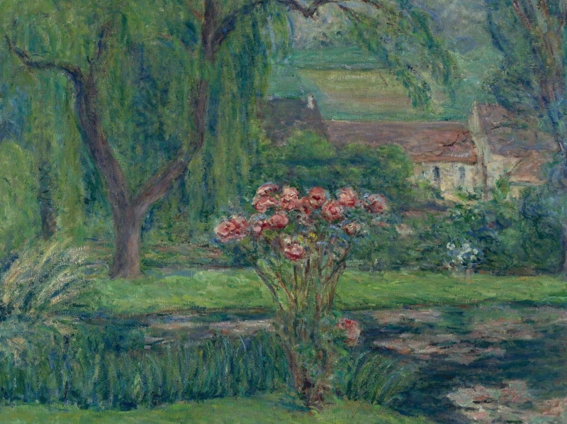 picture, Giverny. Roses and Lilies, Blanche Monet, landscape, flowers, 1080P, impressionism, Blanche Hoschede-Monet