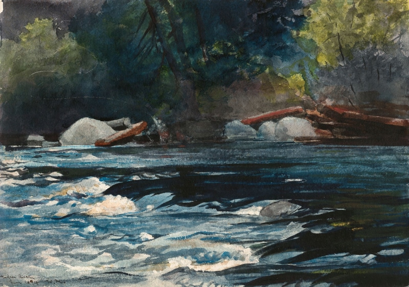 river, Winslow Homer, landscape, water, painting, impressionism, 2K