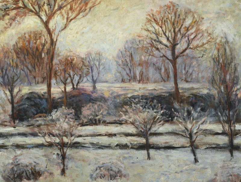 Blanche Monet, picture, Blanche Hoschede-Monet, snow, trees, Winter Landscape, 1080P, impressionism