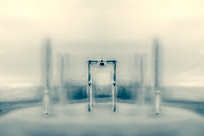 multilayer, land, tranquil scene, environment, peaceful, layered, relaxation, symmetry, empty, nature, playground, fog, scenics - nature, architecture