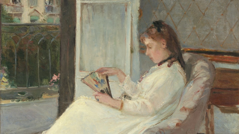 balcony, 1080P, impressionism, artwork, Berthe Morisot, chair, women, white, painting, white dress