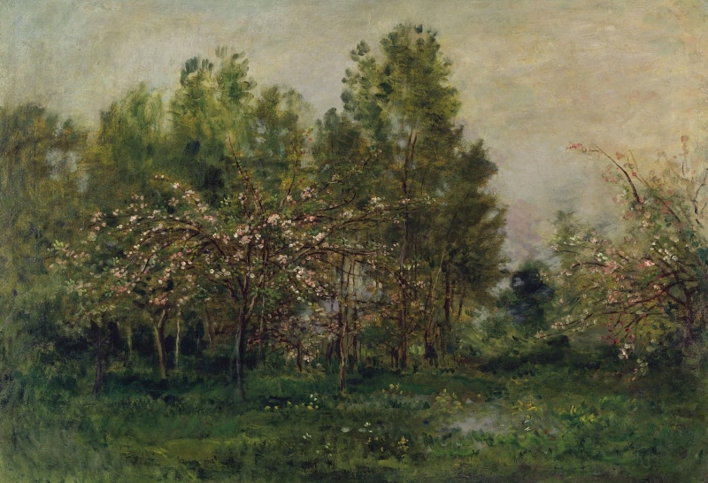 picture, landscape, Charles-Francois Daubigny, impressionism, The Apple trees in Bloom, trees, 1080P