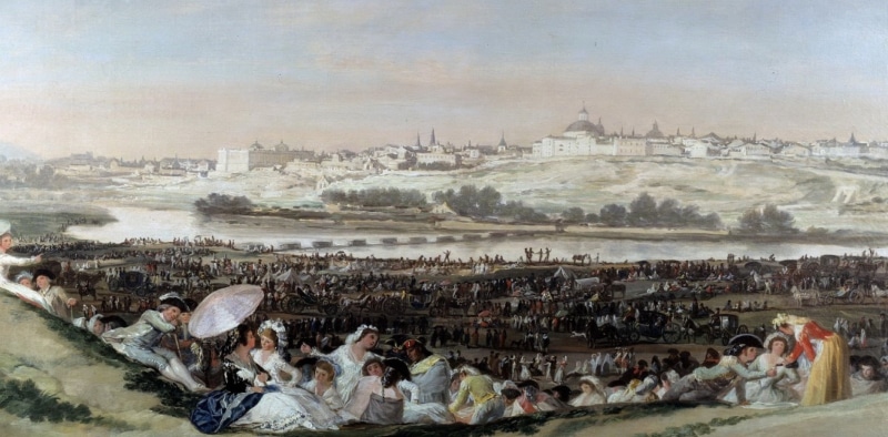 crowd, built structure, history, people, men, painting, the past, sky, religion, water, spirituality, building exterior, Meadows on san isidro, art, 1080P