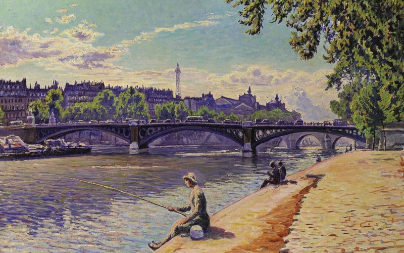 bridge - man made structure, sky, architecture, building exterior, paul gustave dore, nature, men, 720P, purple, city, real people, lifestyles, river